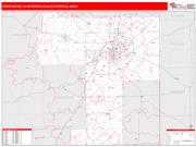 Fort Wayne <br /> Wall Map <br /> Red Line Style 2024 Map