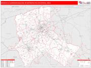 Greenville-Anderson-Mauldin <br /> Wall Map <br /> Red Line Style 2024 Map