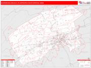 Harrisburg-Carlisle <br /> Wall Map <br /> Red Line Style 2024 Map