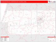 Kalamazoo-Portage <br /> Wall Map <br /> Red Line Style 2024 Map