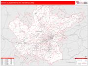 Knoxville <br /> Wall Map <br /> Red Line Style 2024 Map
