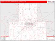 Lansing-East Lansing <br /> Wall Map <br /> Red Line Style 2024 Map