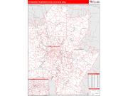 Pittsburgh <br /> Wall Map <br /> Red Line Style 2024 Map