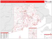 Providence-Warwick <br /> Wall Map <br /> Red Line Style 2024 Map