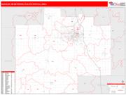 Saginaw <br /> Wall Map <br /> Red Line Style 2024 Map