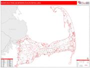 Barnstable Town <br /> Wall Map <br /> Red Line Style 2024 Map