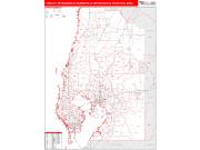 Tampa-St Petersburg-Clearwater <br /> Wall Map <br /> Red Line Style 2024 Map