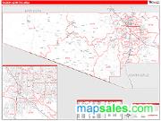 Tucson <br /> Wall Map <br /> Red Line Style 2024 Map