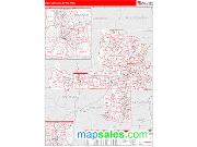 Worcester <br /> Wall Map <br /> Red Line Style 2024 Map