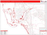 Cape Coral-Fort Myers <br /> Wall Map <br /> Red Line Style 2024 Map