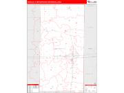 Danville <br /> Wall Map <br /> Red Line Style 2024 Map