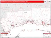 Gulfport-Biloxi-Pascagoula <br /> Wall Map <br /> Red Line Style 2024 Map