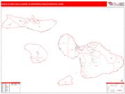Kahului-Wailuku-Lahaina <br /> Wall Map <br /> Red Line Style 2024 Map