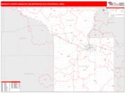 Mankato-North Mankato <br /> Wall Map <br /> Red Line Style 2024 Map