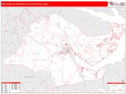 New Bern <br /> Wall Map <br /> Red Line Style 2024 Map