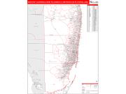 Miami-Fort Lauderdale-West Palm Beach <br /> Wall Map <br /> Red Line Style 2024 Map
