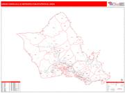 Urban Honolulu <br /> Wall Map <br /> Red Line Style 2024 Map