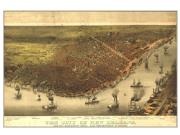 1885 New Orleans <br />Antique <br /> Wall Map Map