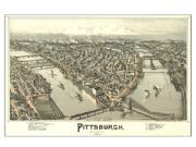 1902 Pittsburgh <br />Antique <br /> Wall Map Map
