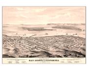 1876 San Diego <br />Antique <br /> Wall Map Map