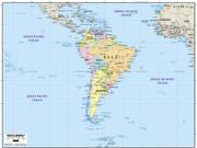 South America <br /> Political <br /> Wall Map Map