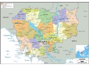 Cambodia <br /> Political <br /> Wall Map Map