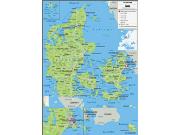 Denmark <br /> Physical <br /> Wall Map Map