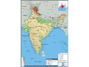 India <br /> Physical <br /> Wall Map Map
