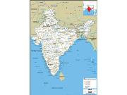India Road <br /> Wall Map Map