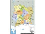 Ivory Coast <br /> Political <br /> Wall Map Map