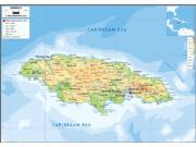 Jamaica <br /> Physical <br /> Wall Map Map