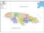 Jamaica <br /> Political <br /> Wall Map Map
