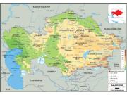 Kazakhstan <br /> Physical <br /> Wall Map Map