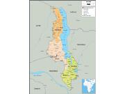 Malawi <br /> Political <br /> Wall Map Map