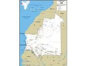 Mauritania Road <br /> Wall Map Map