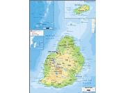 Mauritius <br /> Physical <br /> Wall Map Map