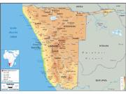 Namibia <br /> Physical <br /> Wall Map Map