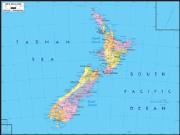 New Zealand <br /> Political <br /> Wall Map Map