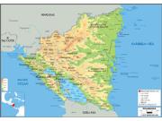 Nicaragua <br /> Physical <br /> Wall Map Map