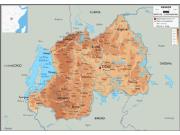 Rwanda <br /> Physical <br /> Wall Map Map