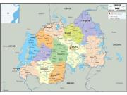 Rwanda <br /> Political <br /> Wall Map Map