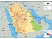 Saudi Arabia <br /> Physical <br /> Wall Map Map