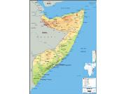 Somalia <br /> Physical <br /> Wall Map Map