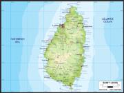 St Lucia <br /> Physical <br /> Wall Map Map