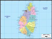 St Lucia <br /> Political <br /> Wall Map Map