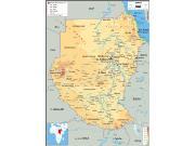 Sudan <br /> Physical <br /> Wall Map Map