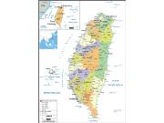 Taiwan <br /> Political <br /> Wall Map Map