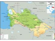 Turkmenistan <br /> Physical <br /> Wall Map Map