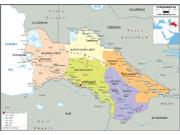 Turkmenistan <br /> Political <br /> Wall Map Map