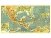 Countries of the Caribbean 1922 <br /> Wall Map Map